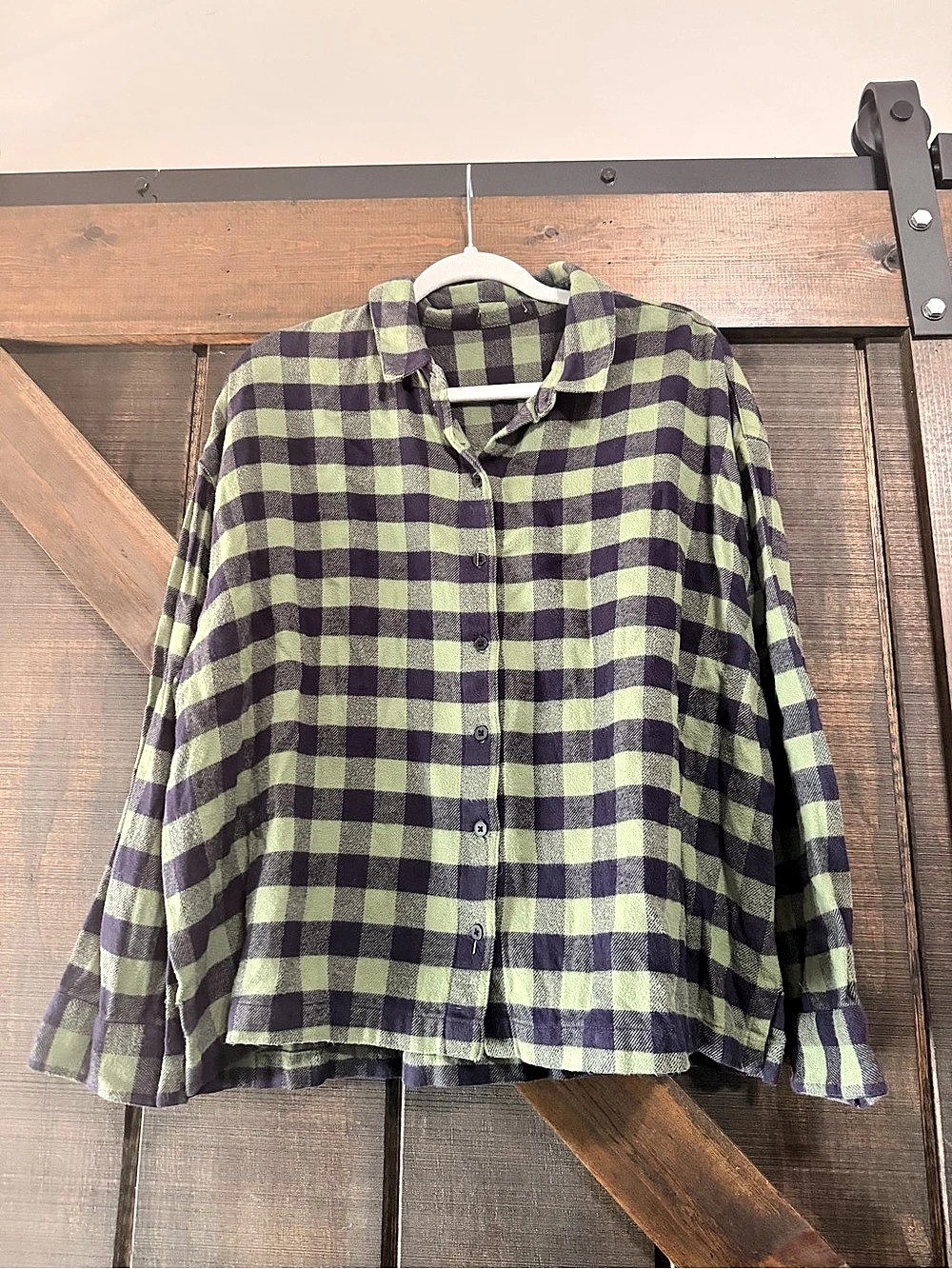 Madewell Flannel Button Down Shirt in Green & Black